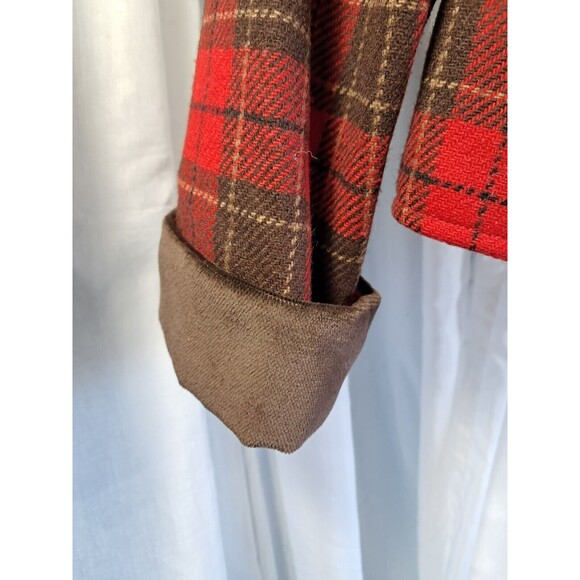 Vintage Liz Red Brown Equestrian Plaid Lined Wool Blend Riding Jacket Blazer 10 - Picture 5 of 12